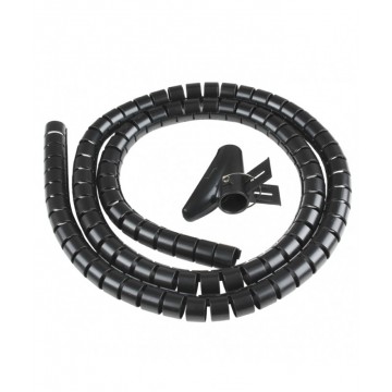 Spirale Nera avvolgicavo lunghezza 1,5 mt con clip passacavo