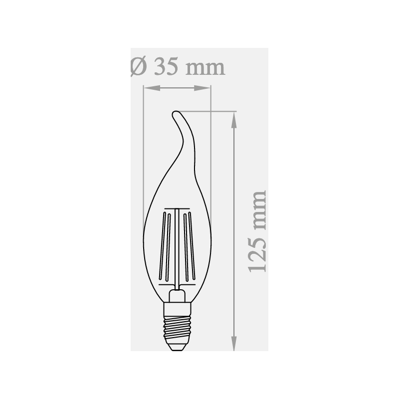 Lampadina LED E14 da 4W e 35 mm luce calda