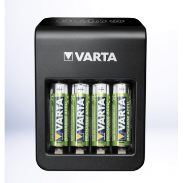 Caricabatterie Varta LCD Plug Charger+ con porta USB e 4 Stilo AA INCLUSE