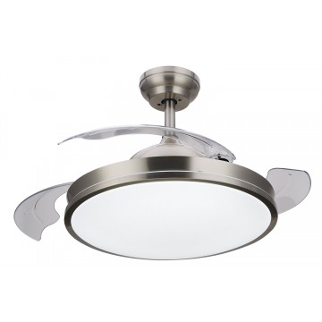 Ventilatore Nichel a soffitto con LED Tricolor 3000K/4000K/5500 35W con pale retrattili Philips Atlas Gen II