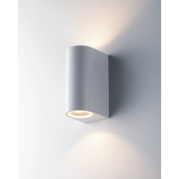 Applique bianca in alluminio 2XGU10 luce biemissione IP54 Fan Europe