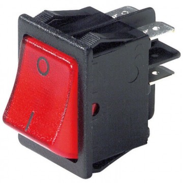 Mini interruttore bipolare luminoso rosso con faston 16A 220V Elcart