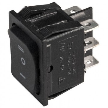 Mini deviatore bipolare 3 posizioni con autoritorno nero con faston 35A 12V Elcart