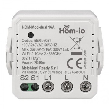 Modulo Switch WI-FI da incasso 16A 1 Canale funzione interruttore/pulsante Hom-io
