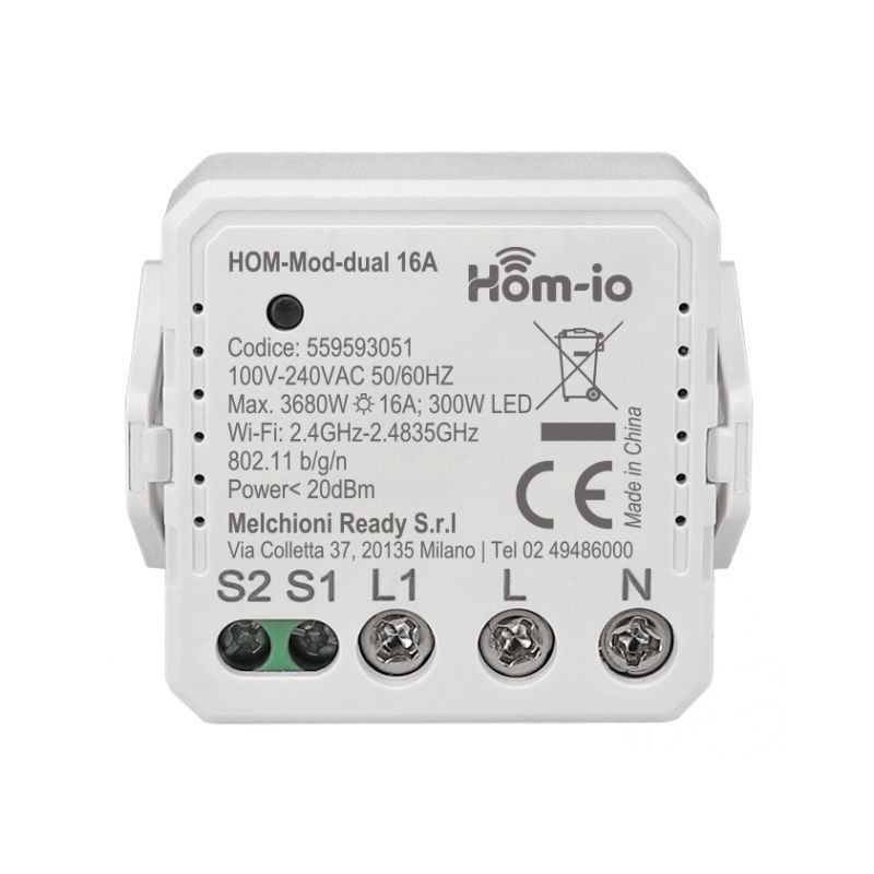 Modulo Switch WI-FI da incasso 16A 1 Canale funzione interruttore/pulsante  Hom-io