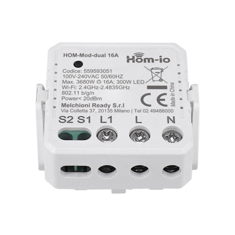 Modulo Switch WI-FI da incasso 16A 1 Canale funzione interruttore/pulsante  Hom-io