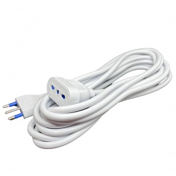 Prolunga lineare 5 mt cavo 3x1,5 bianco con spina 16A e presa bivalente 10/16A Rosi