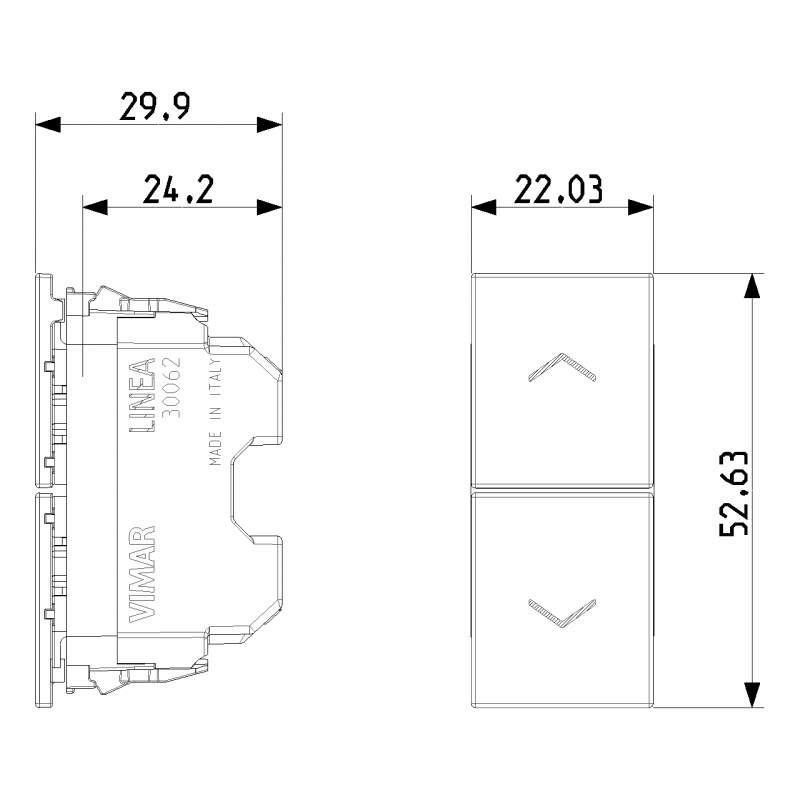 Interruttore Bipolare 0/1 Vimar Linea Canapa 30016.C