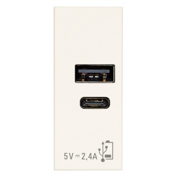 Alimentatore USB A+C Vimar Linea Bianca 12W 2,4A 5V 30292.ACB