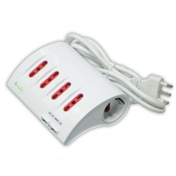 Multipresa da tavolo Arteleta con 2 prese schuko 4 bivalenti 10/16A e 2 USB