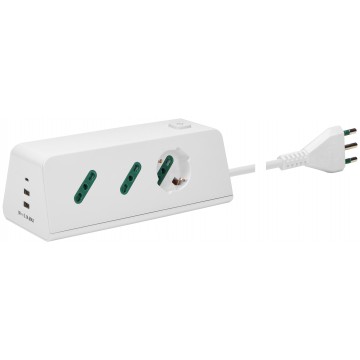 Multipresa da tavolo Vimar con 1 presa schuko 2 bivalenti 10/16A e 3 USB 00604.CC.B