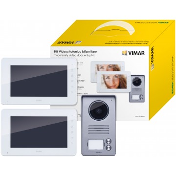 KIT Videocitofonico Bifamiliare 2 Fili con monitor 7 pollici vivavoce alimentatore multispina Elvox K40911