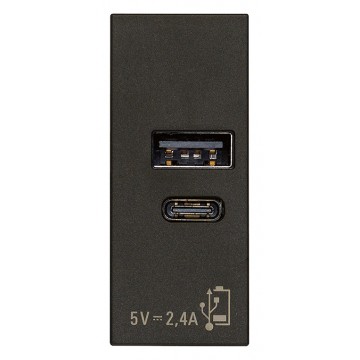 Alimentatore USB A+C Vimar Linea Nera 12W 2,4A 5V 30292.ACG