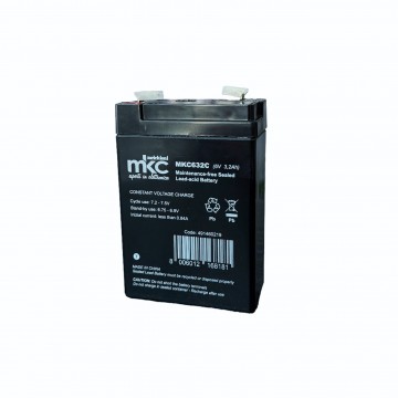 Batteria al piombo ricaricabile 6V 3,2Ah MKC Melchioni