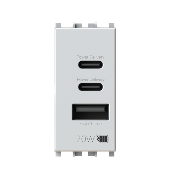 Alimentatore USB A+C+C Vimar Plana Bianca 20W 4BOX 4BUSB20WCCA.V14