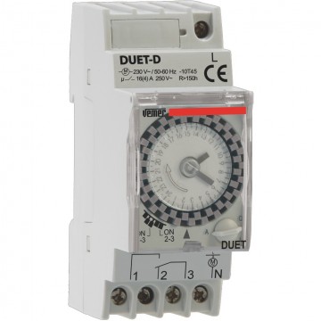 Interruttore orario giornaliero 2 Moduli 1 relè Vemer DUET-D VP879100