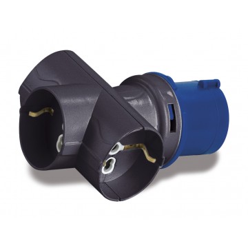 Adattatore Rosi da industriale CEE a civile con 3 Schuko 2P+T 16A