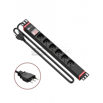 Multipresa di con interruttore per armadi RACK 19" 6 X Schuko/Bivalente WP WPN-PDU-I01-06