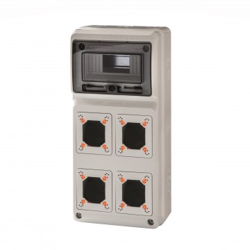 Quadro vuoto Rosi 6 moduli con 4 flange per prese CEE ad incasso 18.3004