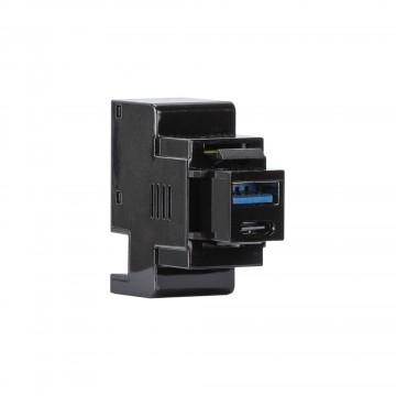 Alimentatore USB da incasso KEYSTONE compatto presa USB-A+C 3A 20W Power Delivery Nera Fanton 82904