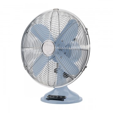 Ventilatore da tavolo Vintage in metallo azzurro quattro pale Ø30 cm Bimar VTM35.BL